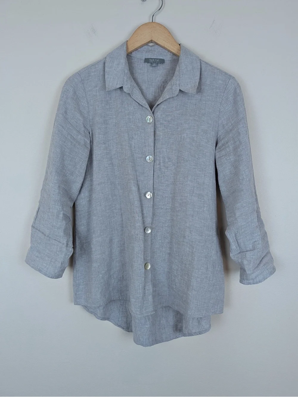 Habitat Clothing Shaped Linen Blend Roll-tab 3/4 Sleeve Shirt